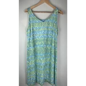 VTG Sigrid Olsen Dress Large Blue Green Dress Sand Dollar Vacation Resort Beach